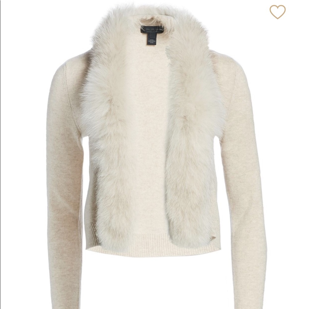 100% cashmere and fox fur Saks Fifth Ave sweater